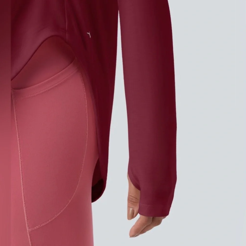 NWT Halara One Shoulder Long Sleeve Thumb Hole Curved Hem High Low Top XL - Picture 4 of 14